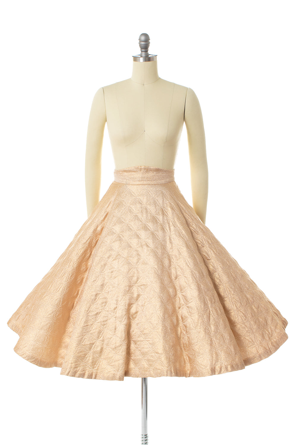 1950s Gold Lurex Quilted Circle Skirt