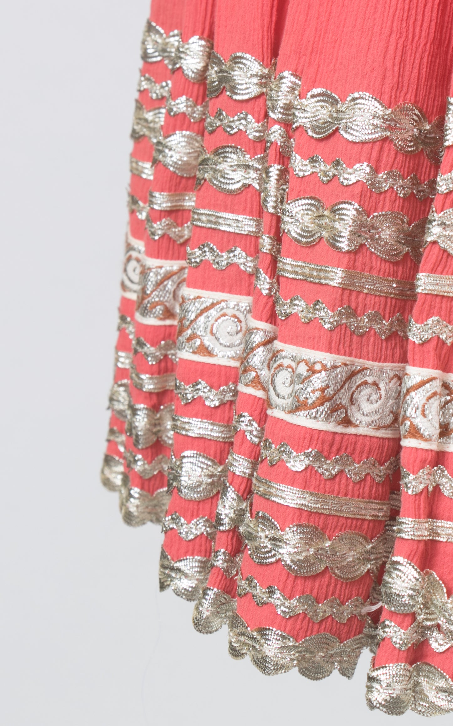 1950s Pink Silver Ric Rac Patio Circle Skirt | medium