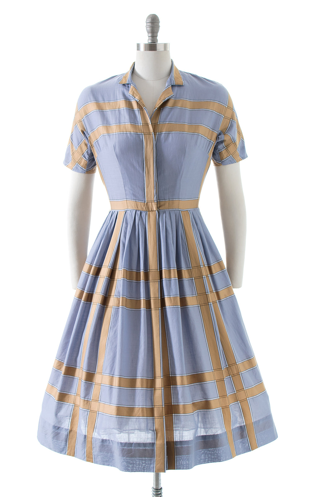 1950s Plaid Cotton Shirtwaist Dress