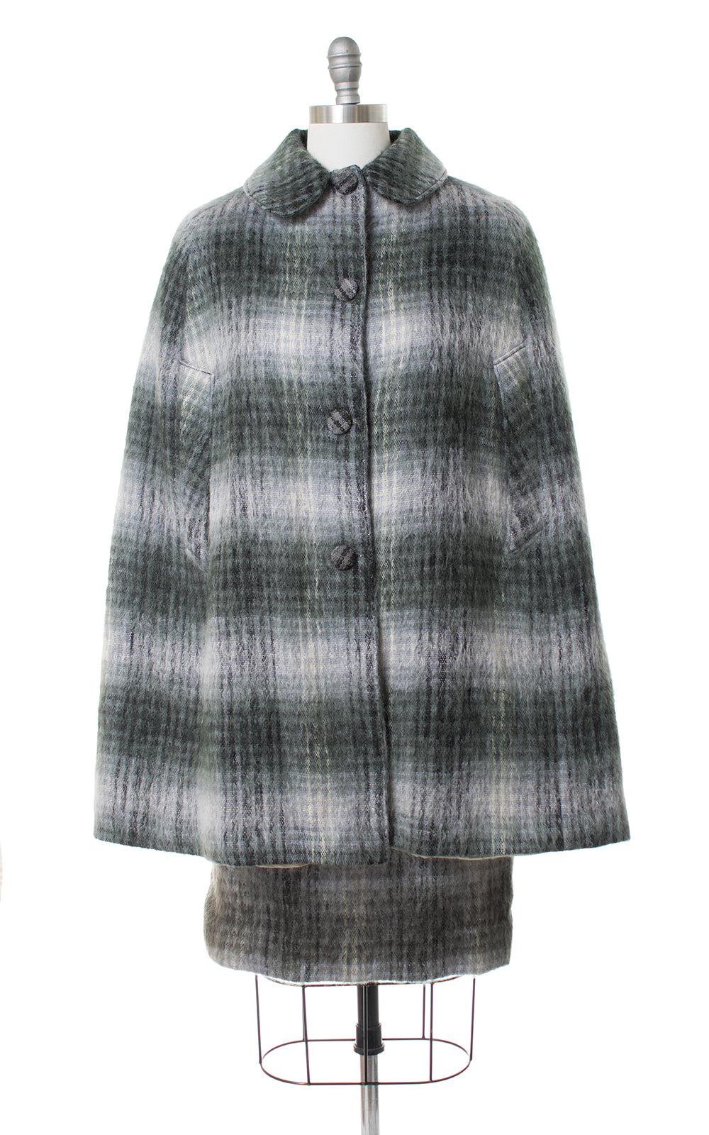 1970s Plaid Mohair Cape & Skirt Set