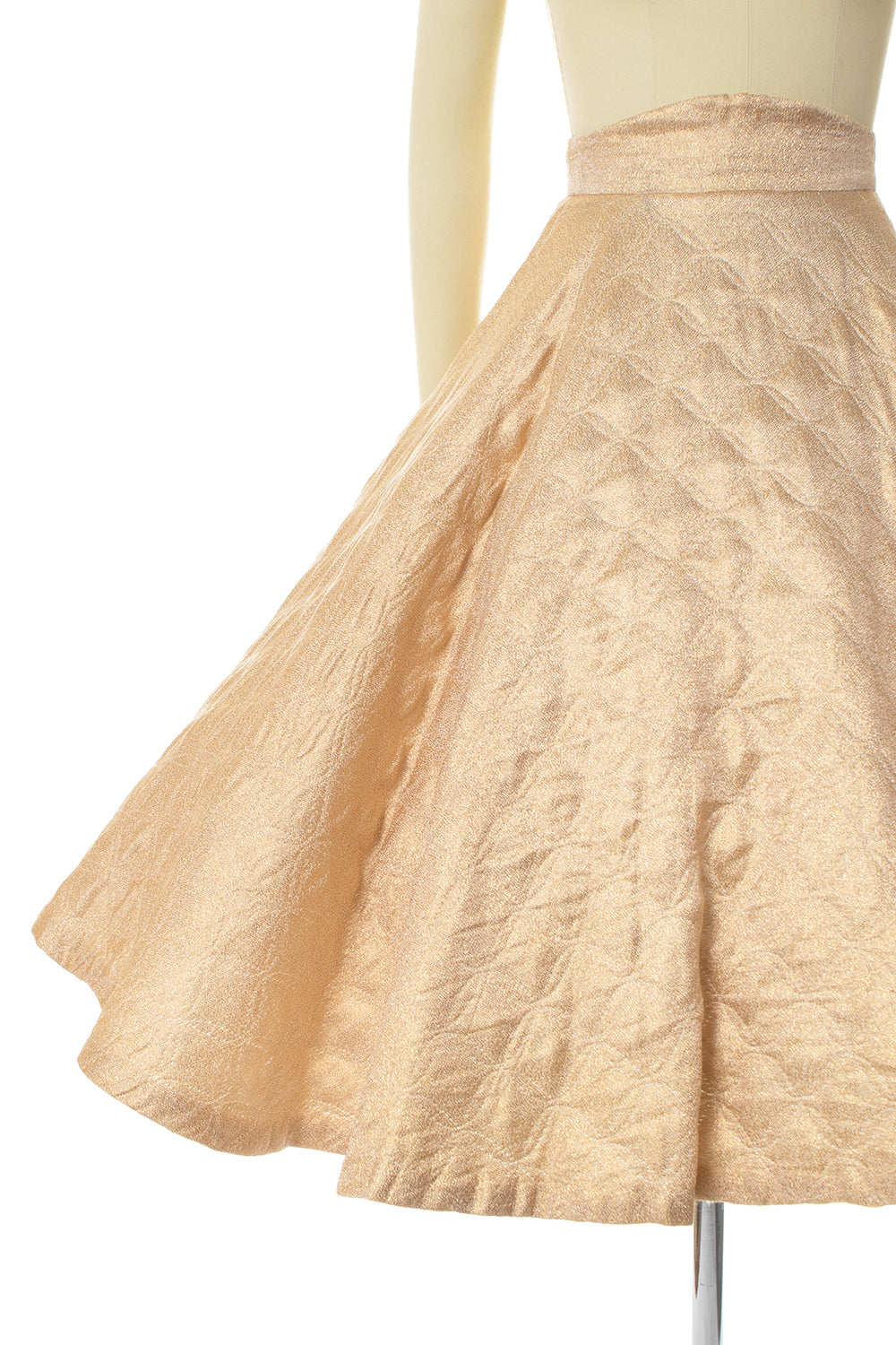 1950s Gold Lurex Quilted Circle Skirt