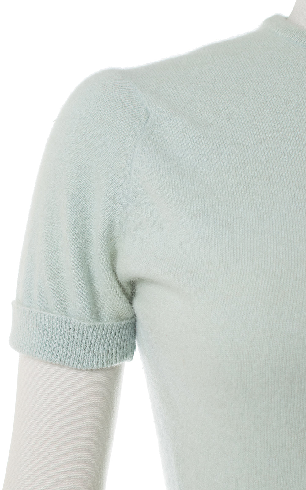 1950s Light Blue Cashmere Sweater Top | x-small/small