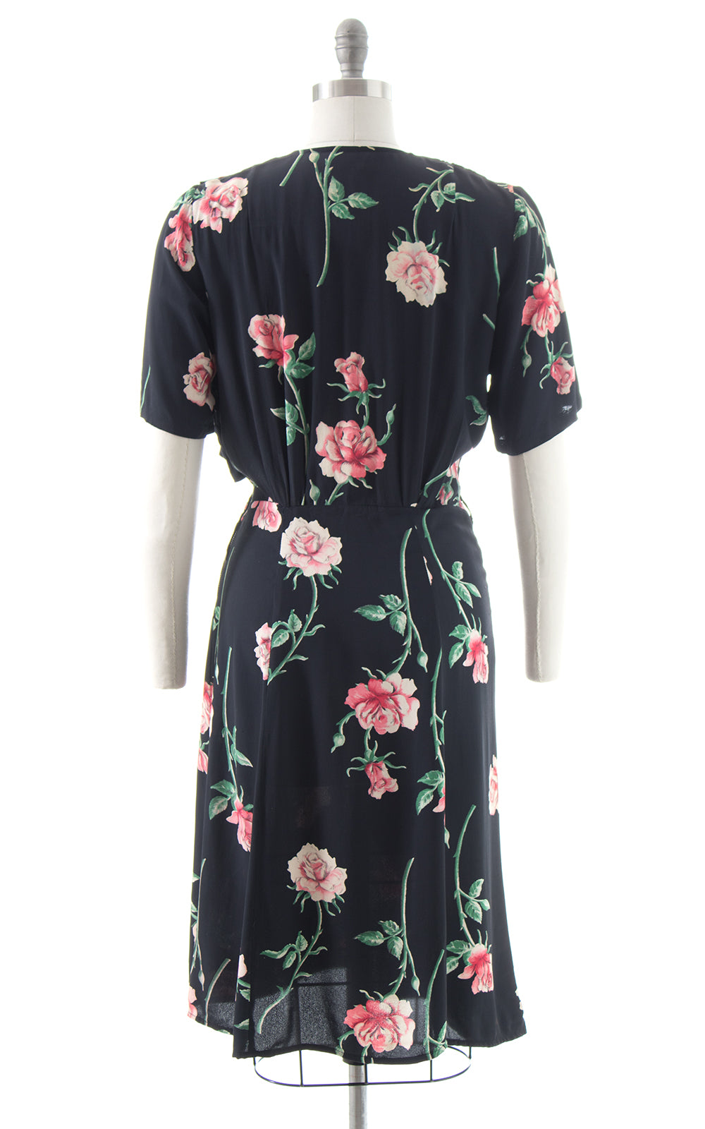 1940s Rose Rayon Crepe Cocktail Dress