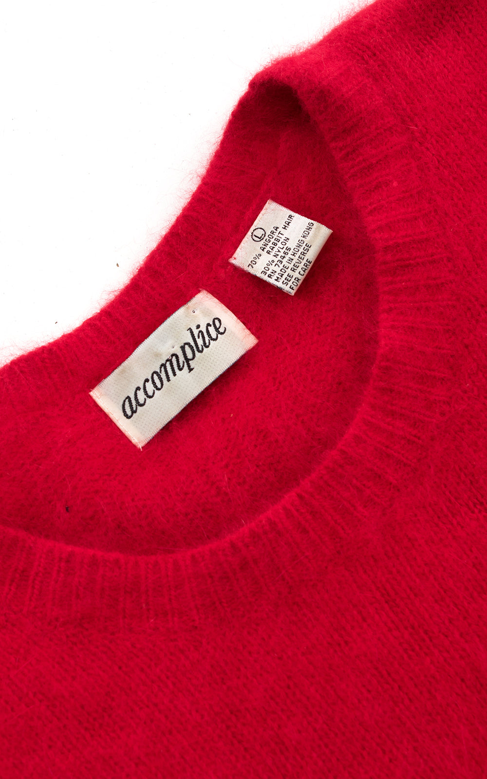 1980s Red Angora Knit Cropped Sweater