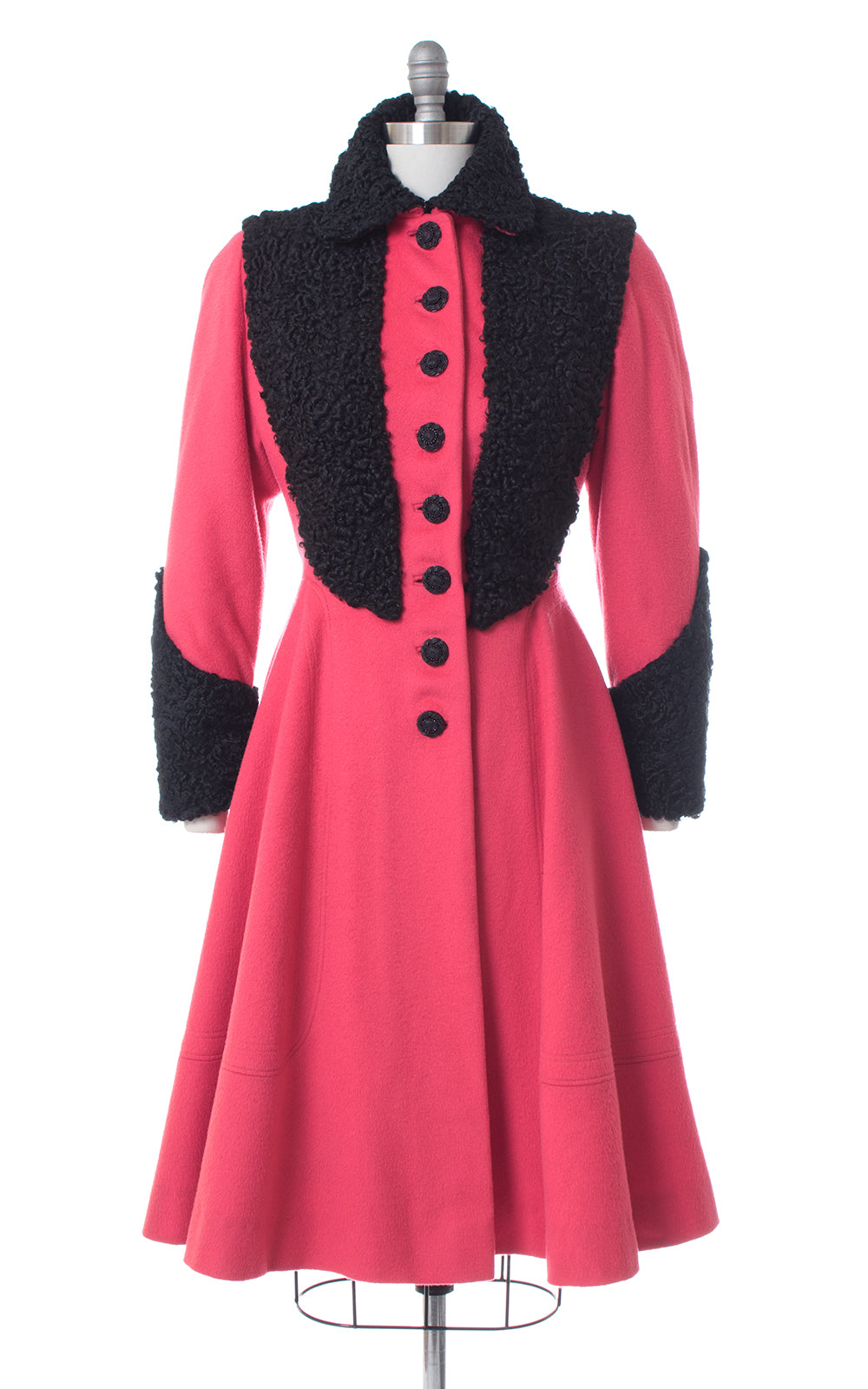 1940s Wool & Persian Lamb Fur Princess Coat