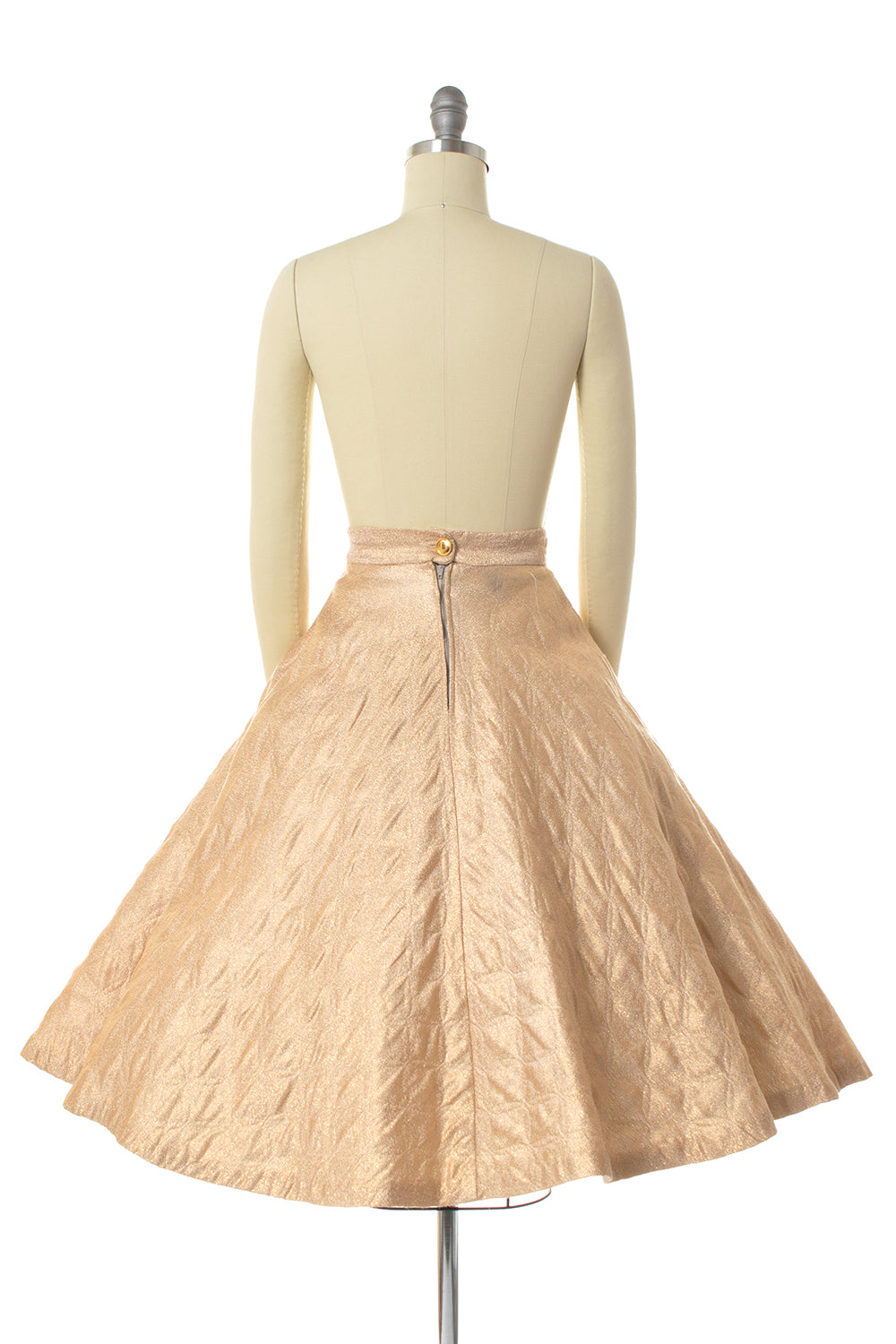 1950s Gold Lurex Quilted Circle Skirt