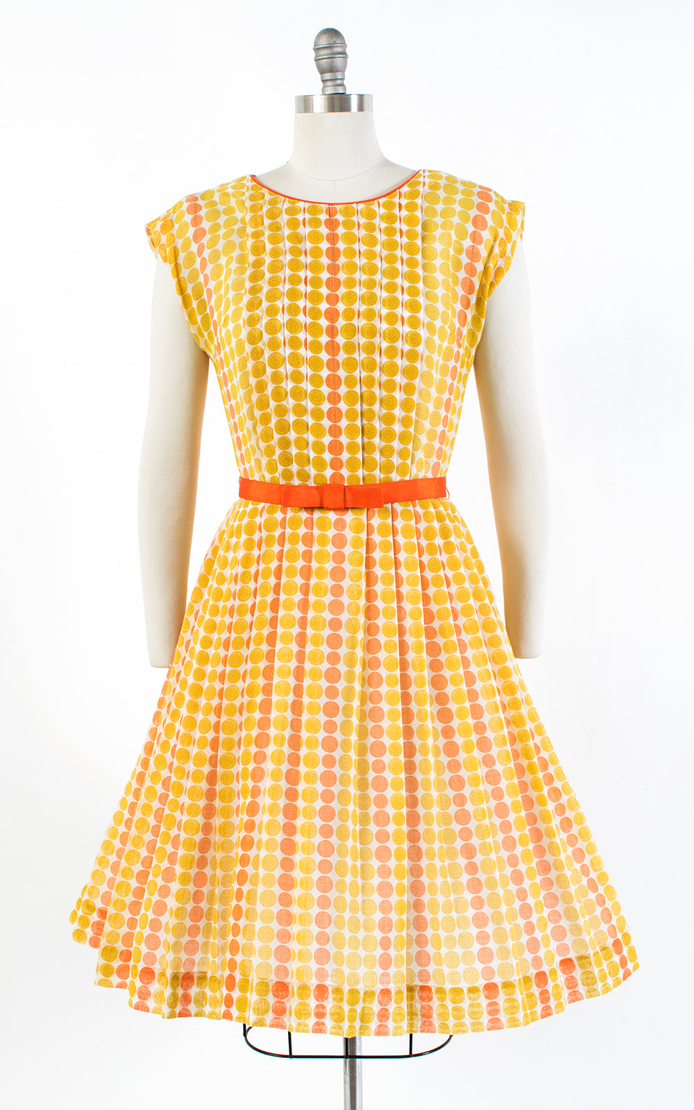 1960s Medallion Polka Dot Pleated Cotton Sundress | medium