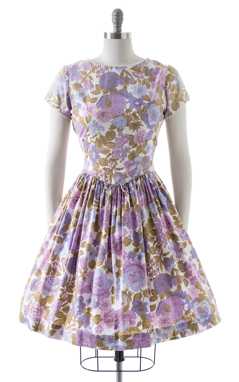 1950s Floral Cotton Drop Waist Dress