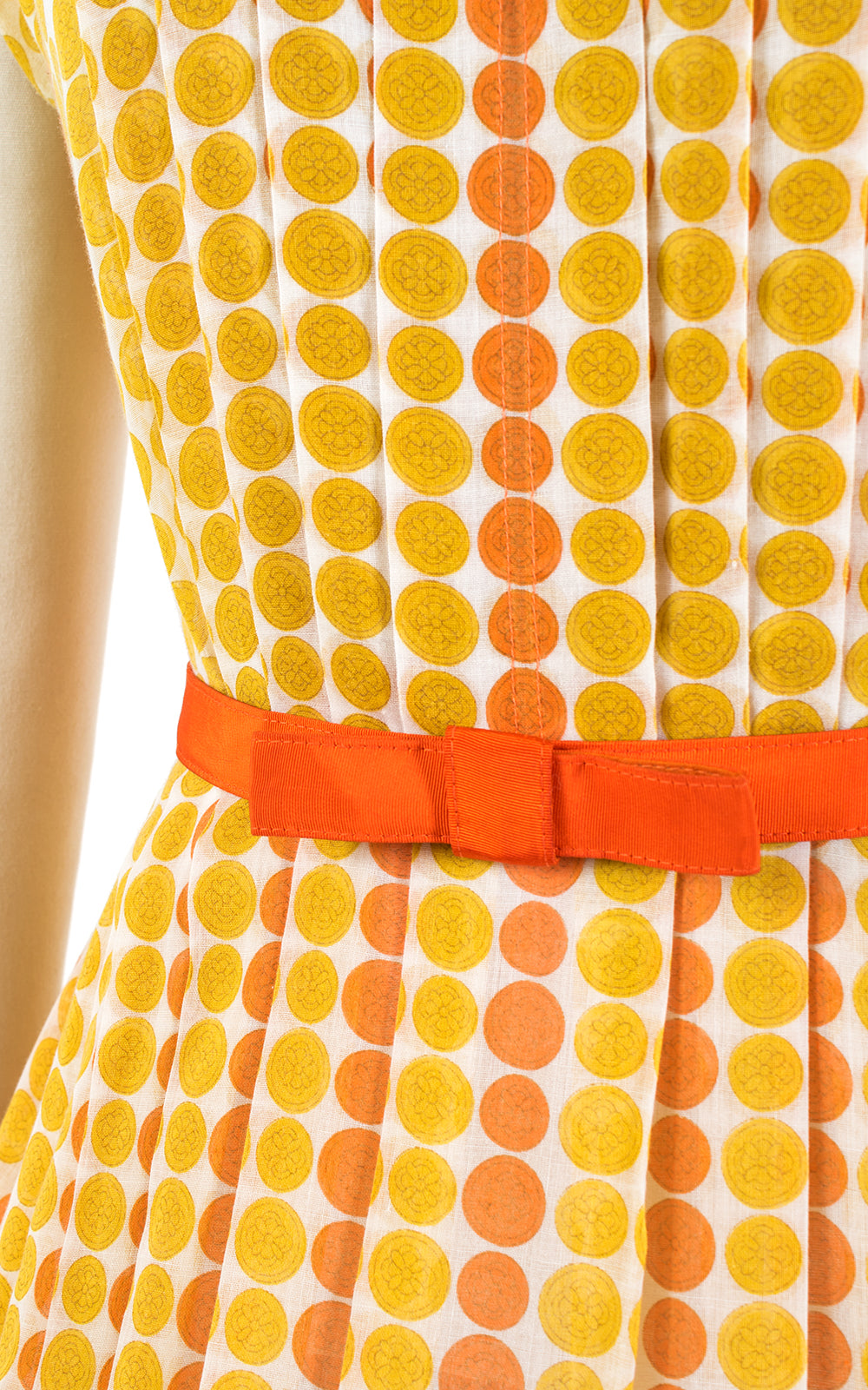 1960s Medallion Polka Dot Pleated Cotton Sundress | medium