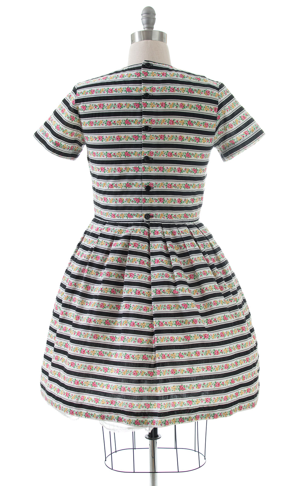 1980s-does-1950s LANZ Floral Striped Shirtwaist Dress | large