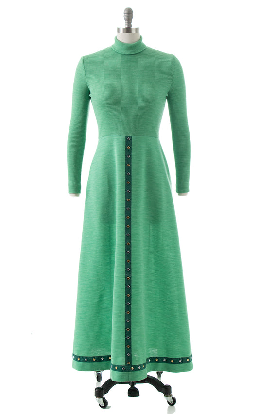 1970s Studded Knit Maxi Dress