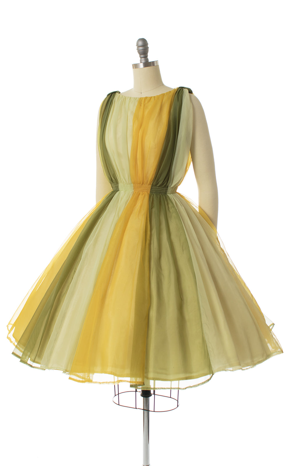 1960s Color Block Grecian Chiffon Party Dress
