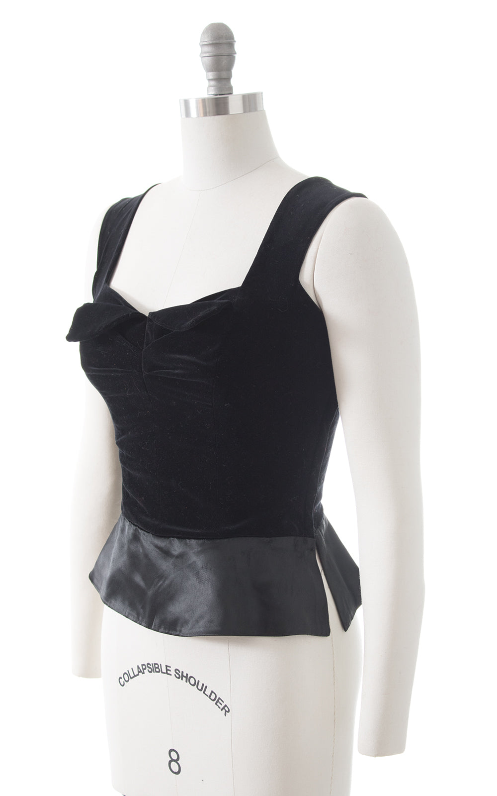 1950s Black Velvet Sweetheart Top