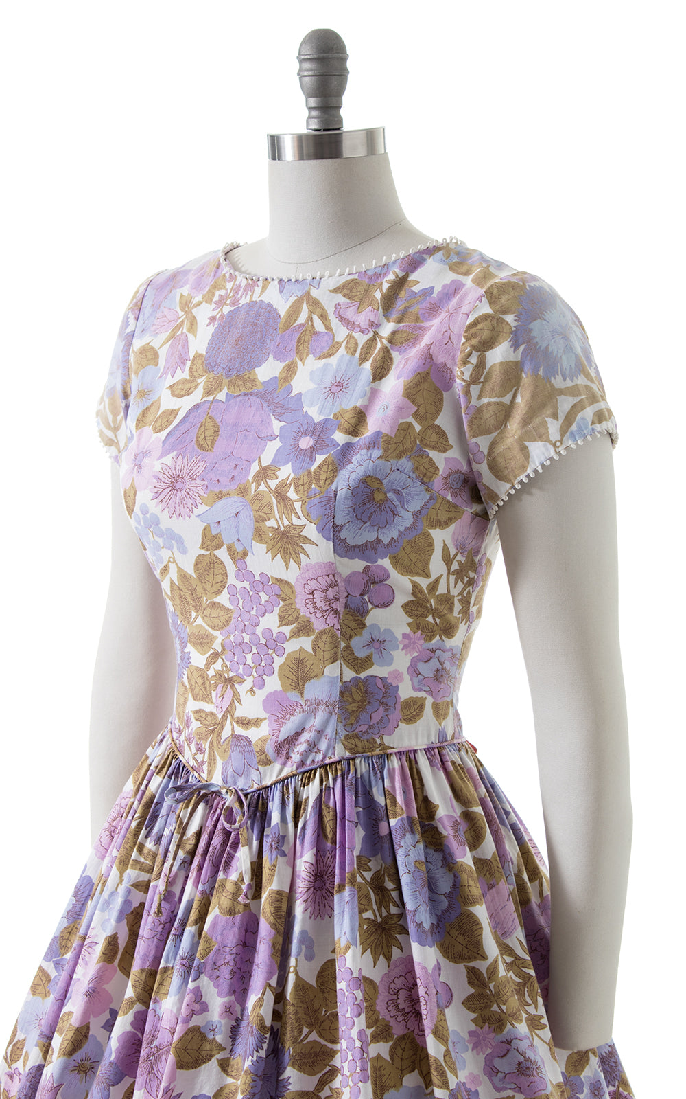 1950s Floral Cotton Drop Waist Dress