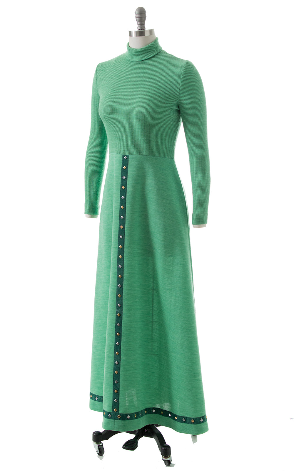 1970s Studded Knit Maxi Dress