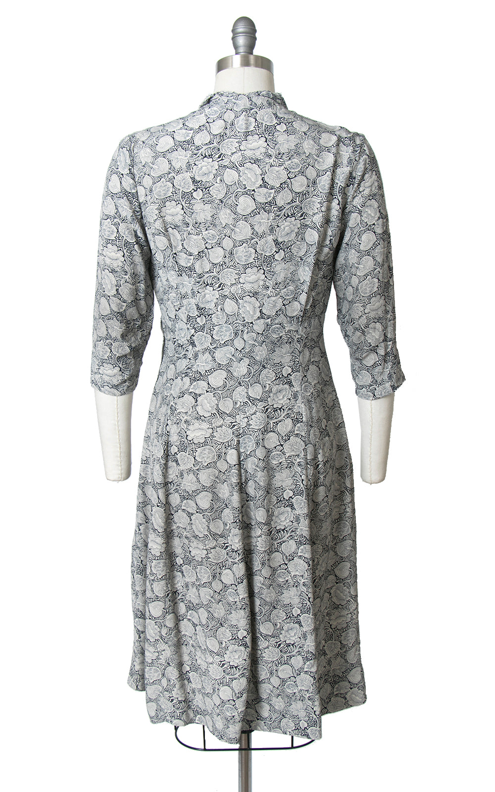 1940s Illustrated Botanical Cold Rayon Dress