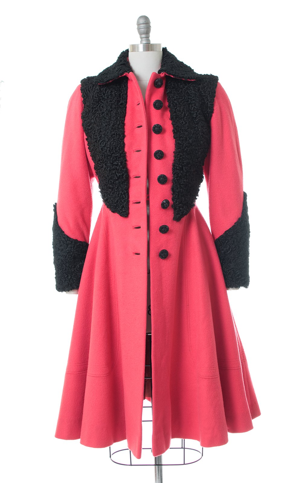 1940s Wool & Persian Lamb Fur Princess Coat