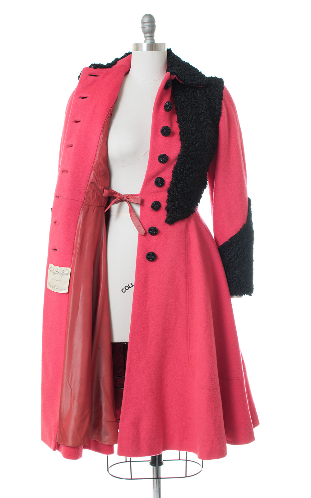 1940s Wool & Persian Lamb Fur Princess Coat