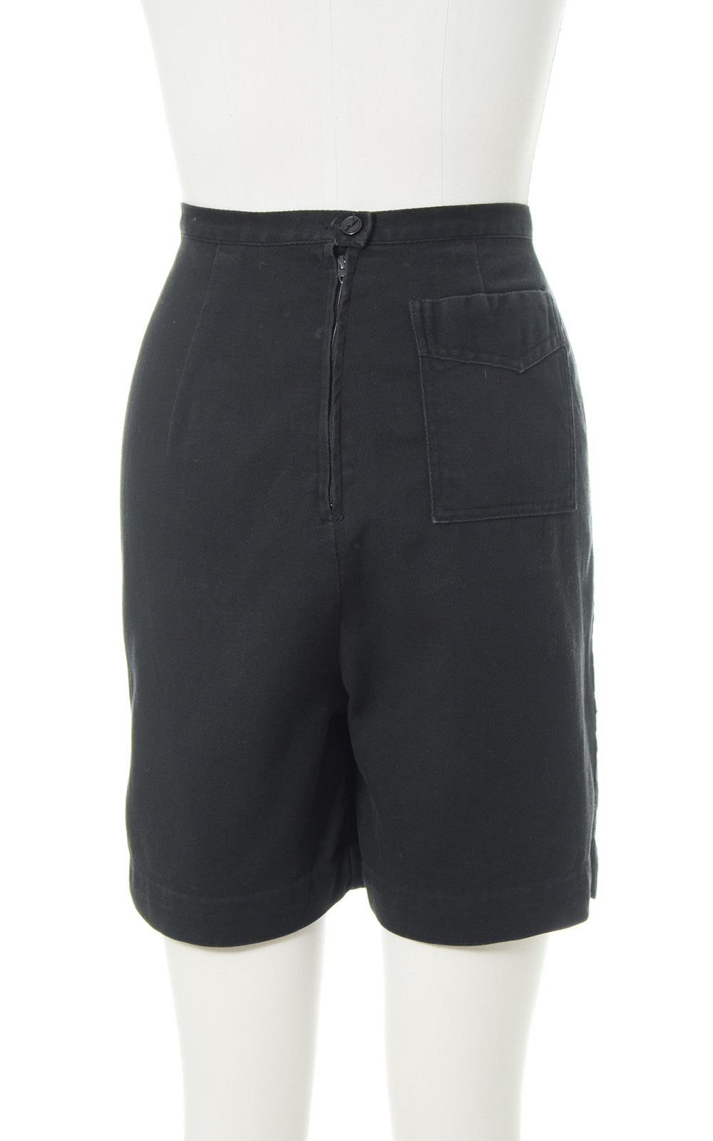 1950s Catalia Black Cotton High Waisted Shorts