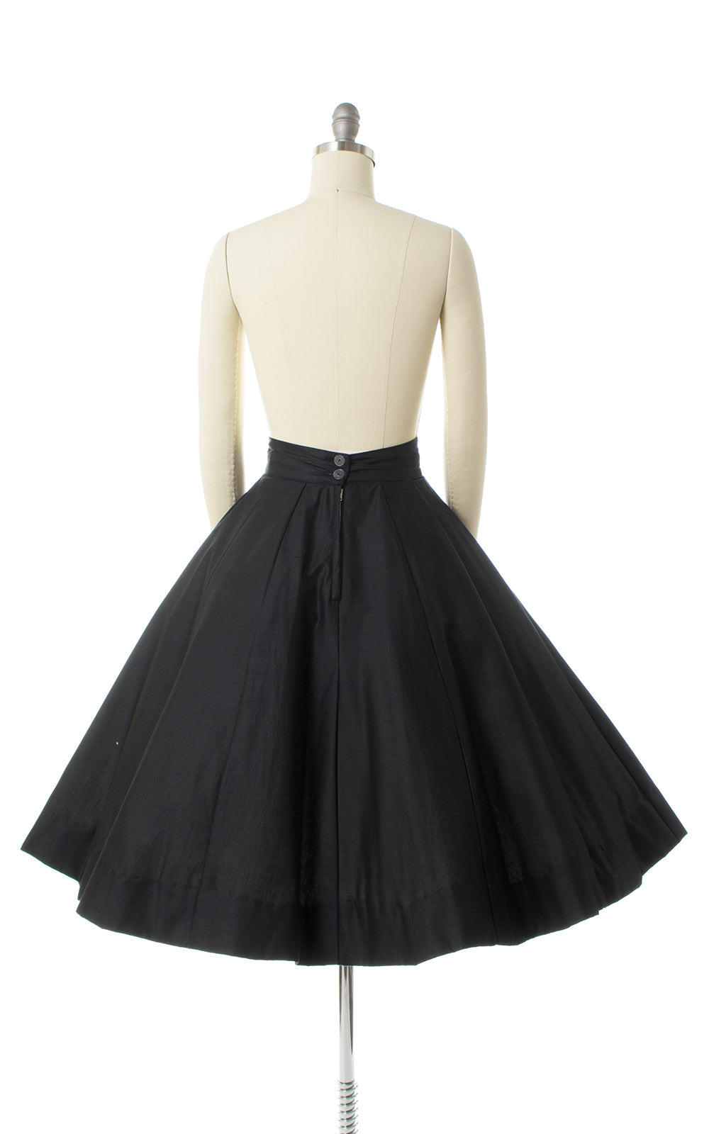 1950s Black Cotton Wide Waistband Skirt