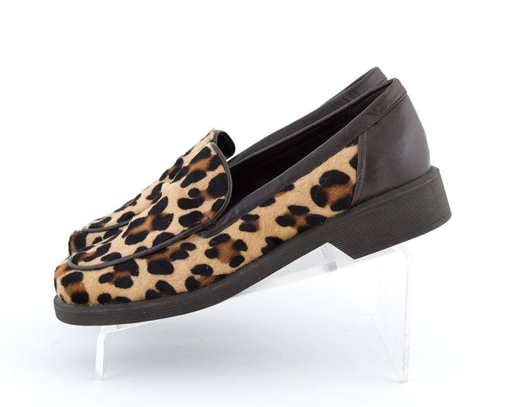 1990s Leopard Print Pony Hair & Leather Loafers