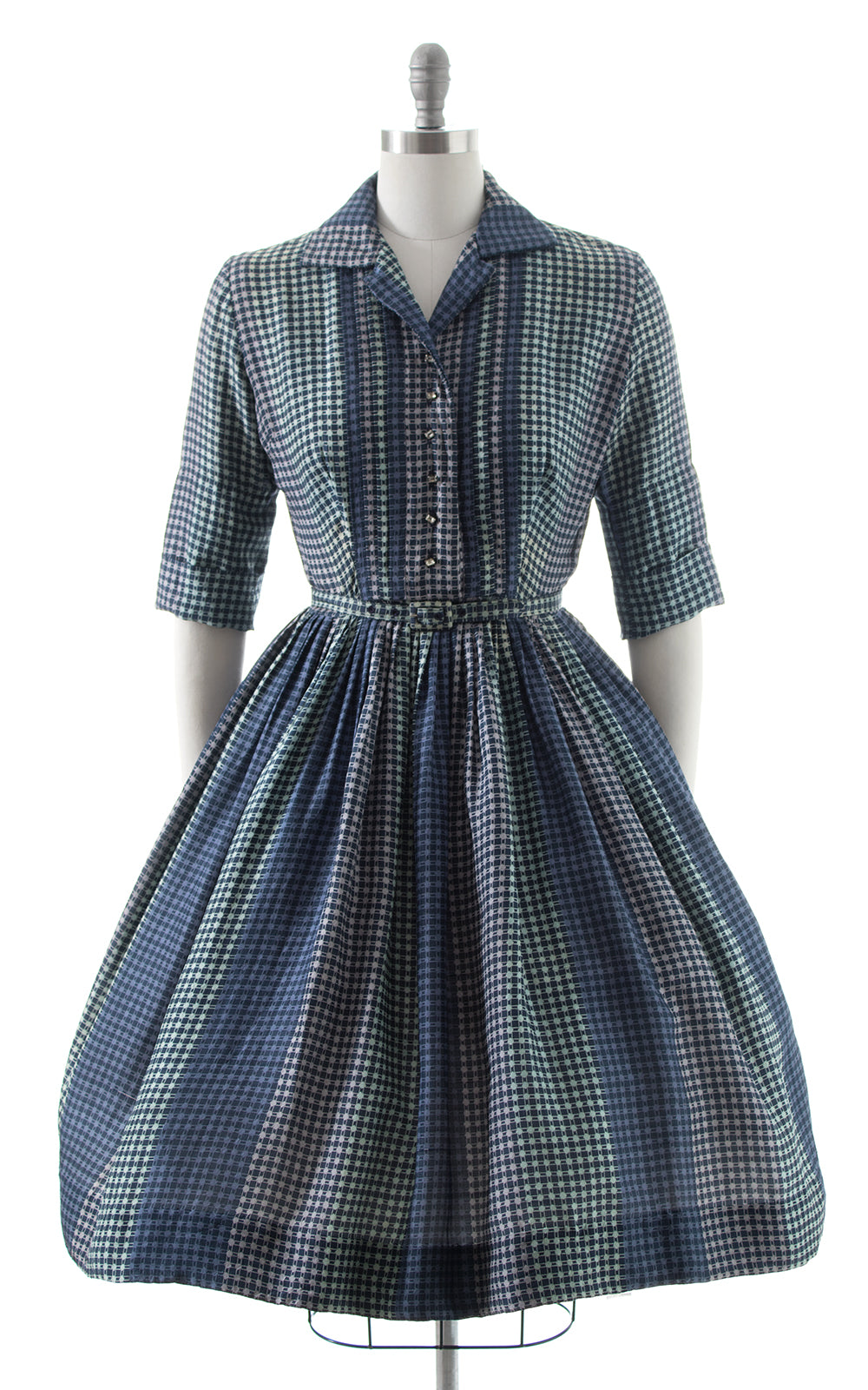 1950s Jonathan Logan Plaid Silk Shirt Dress