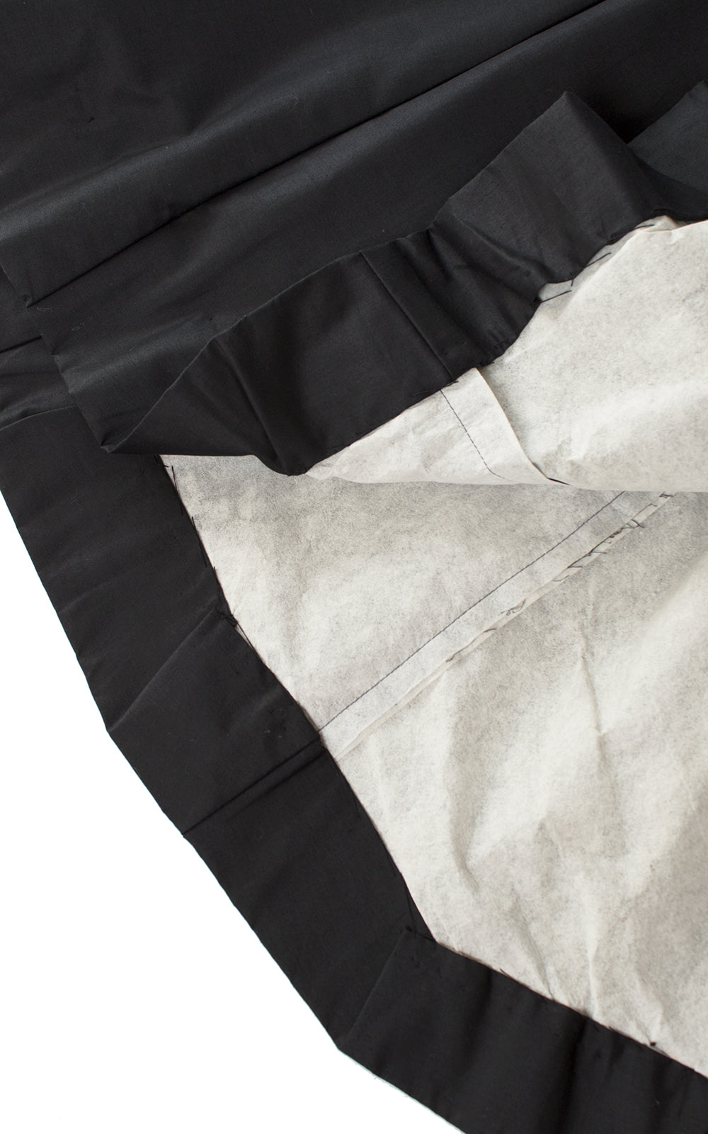 1950s Black Cotton Wide Waistband Skirt