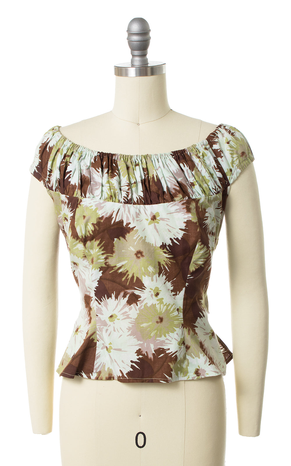 1950s Floral Blouse Two Skirts Playsuit Set small – Birthday