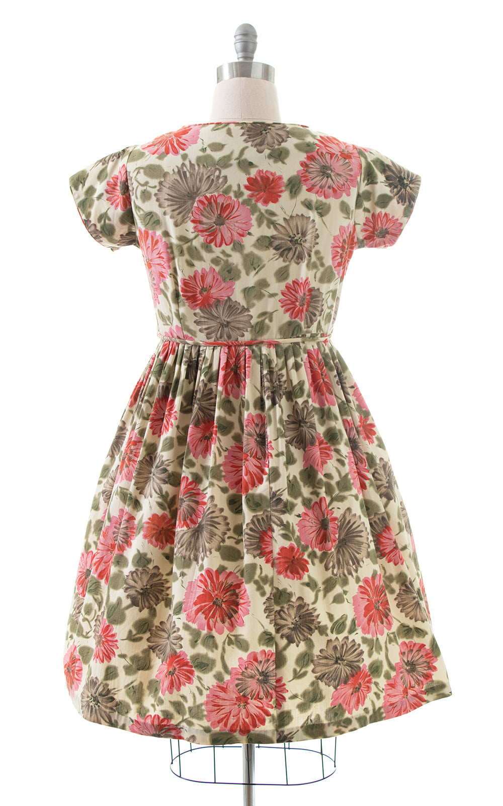 1950s Floral Cotton Shirtwaist Dress