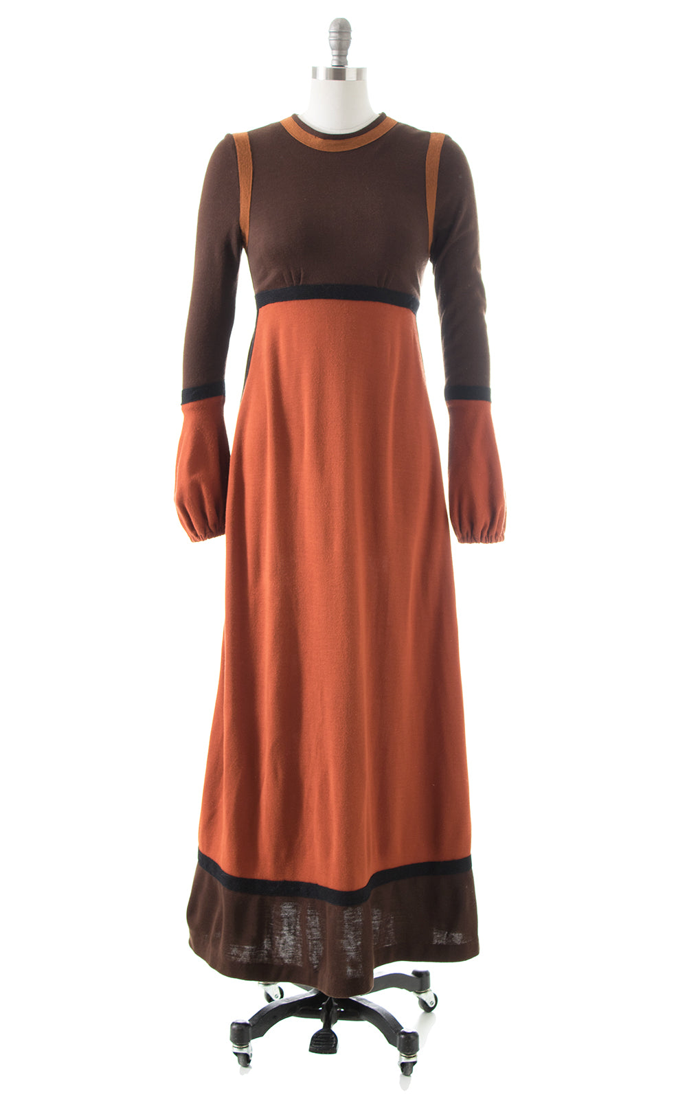 1970s Color Block Maxi Dress