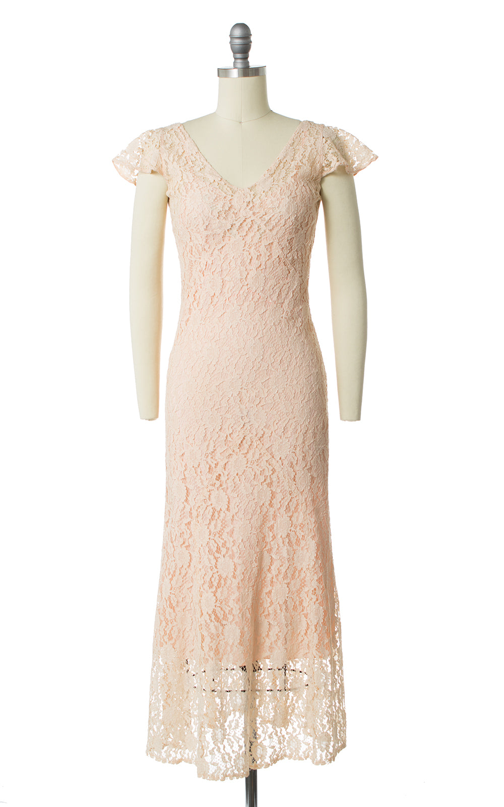 1930s Peach Lace Dress, Bolero and Slip Set