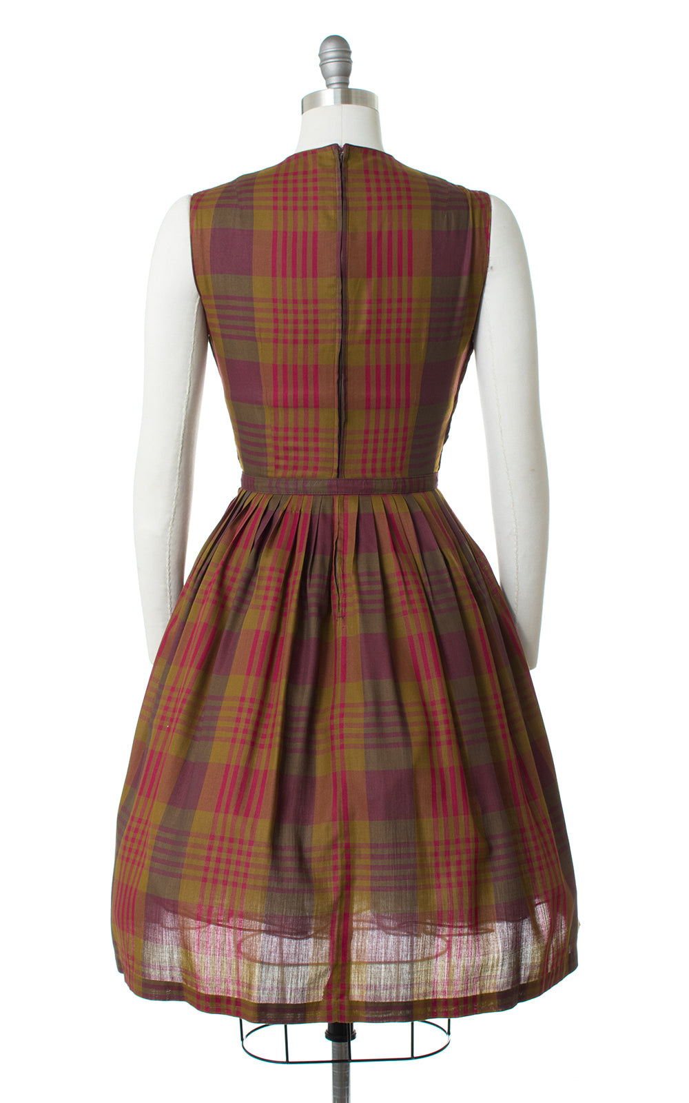 1950s Plaid Belted Day Dress