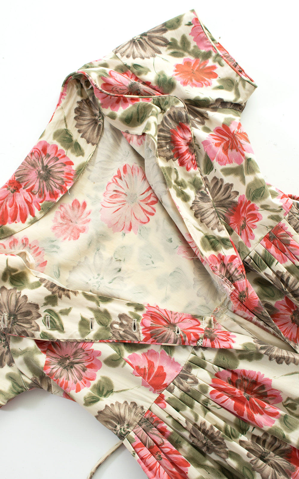 1950s Floral Cotton Shirtwaist Dress