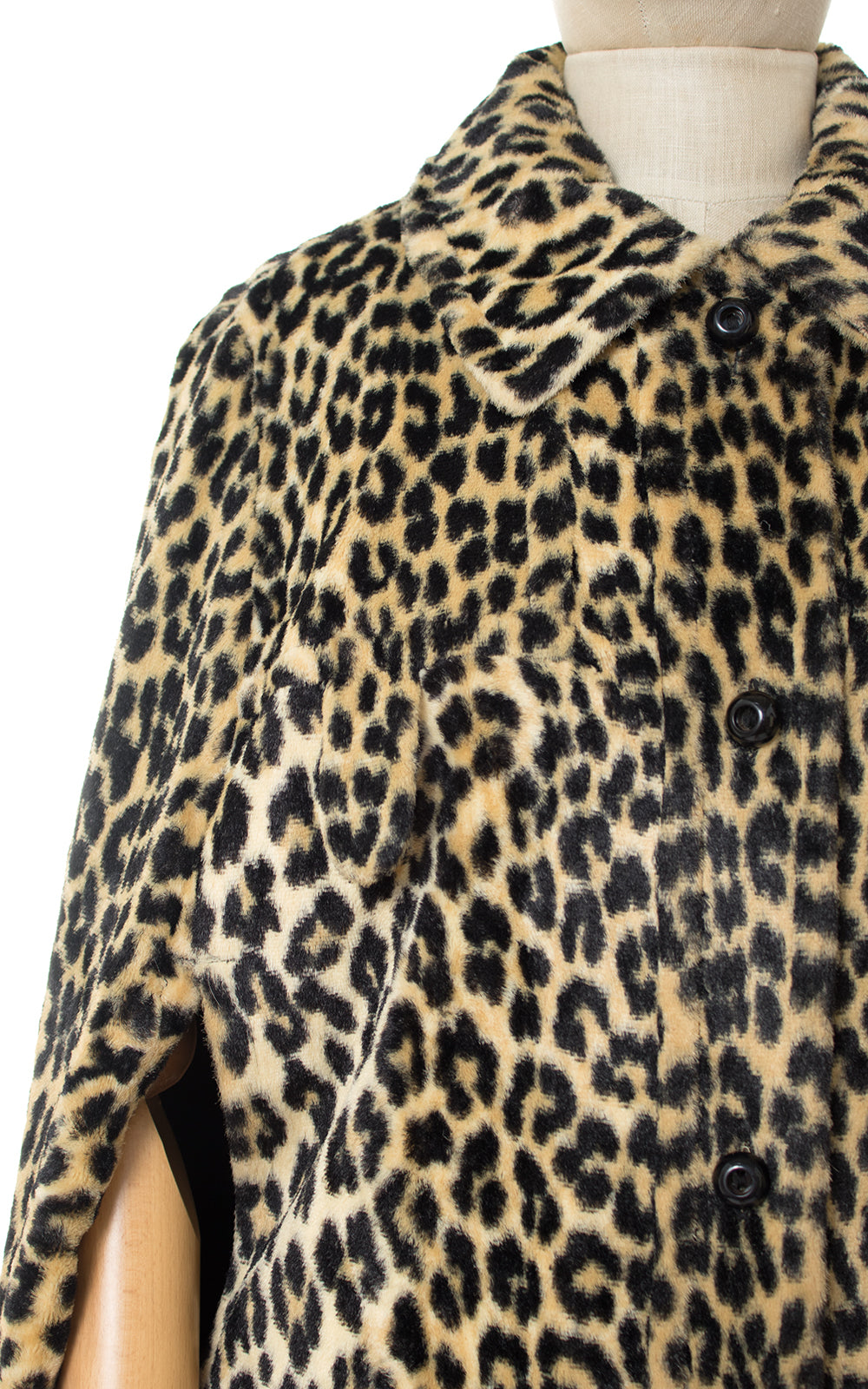 1960s Leopard Print Faux deals Fur Coat Buttoned Cape measures Medium