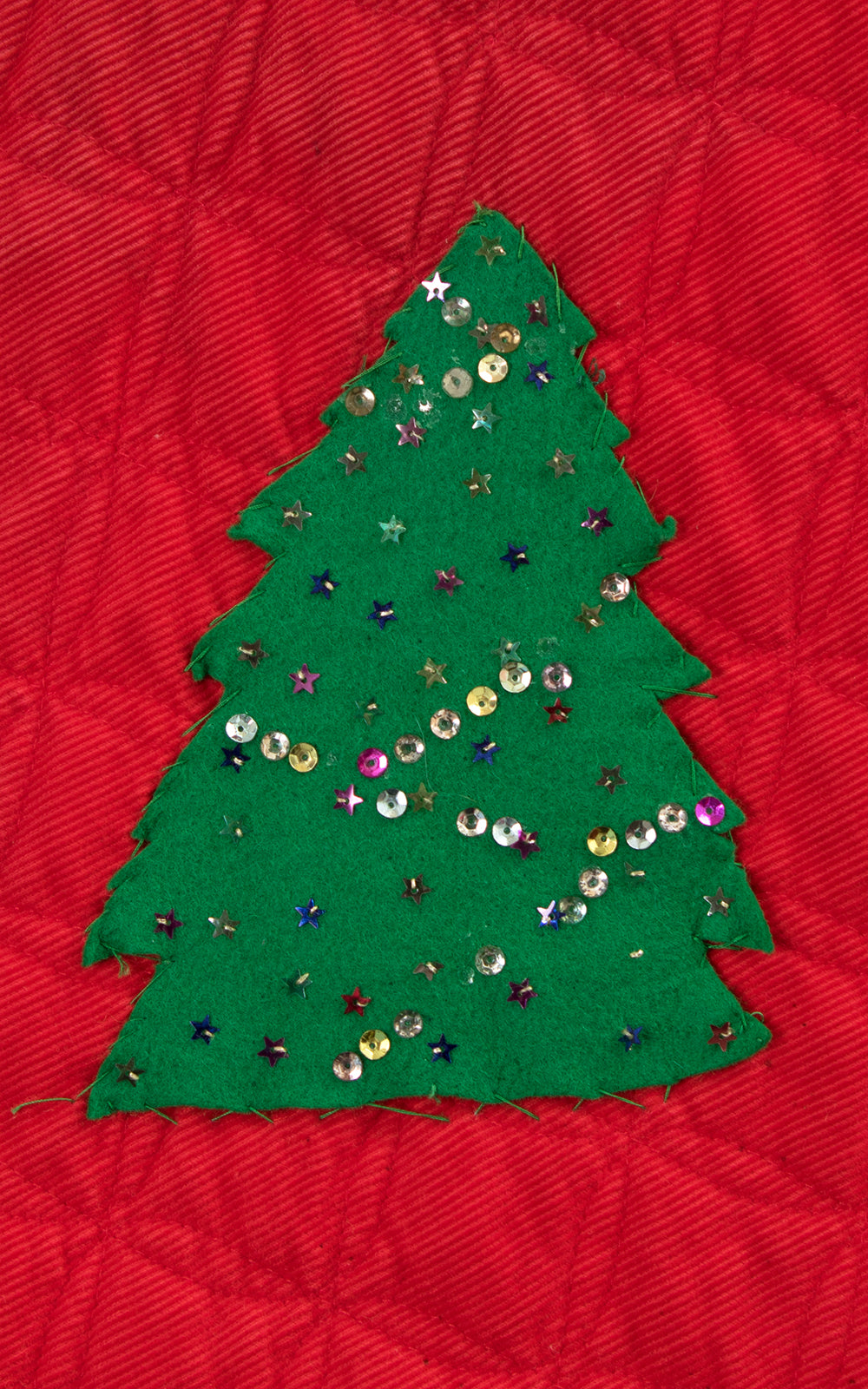 1950s Christmas Tree Sequin Quilted Corduroy Circle Skirt