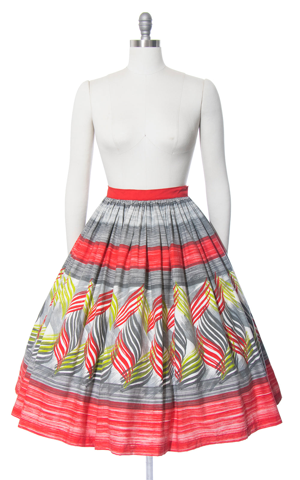 1950s Mexican Border Print Cotton Full Skirt | medium