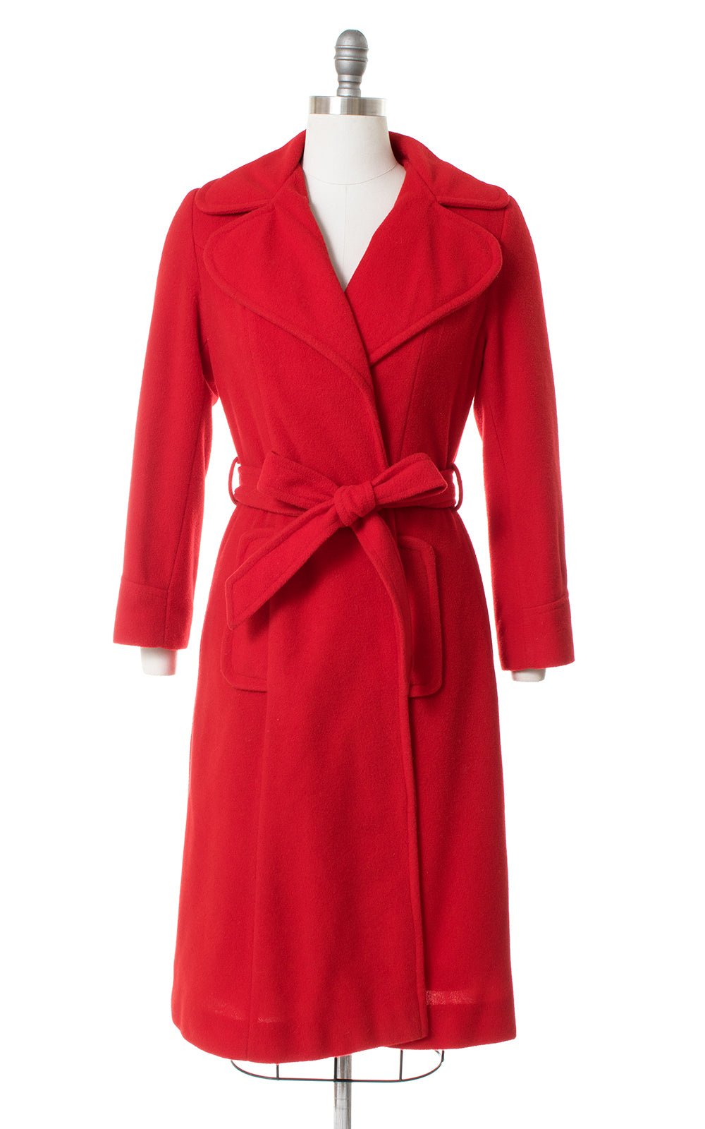 1970s Red Belted Wrap Coat