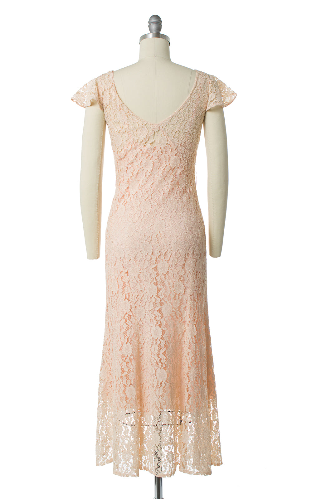 1930s Peach Lace Wedding Dress Set 1930s Peach Lace Wedding Dress Set