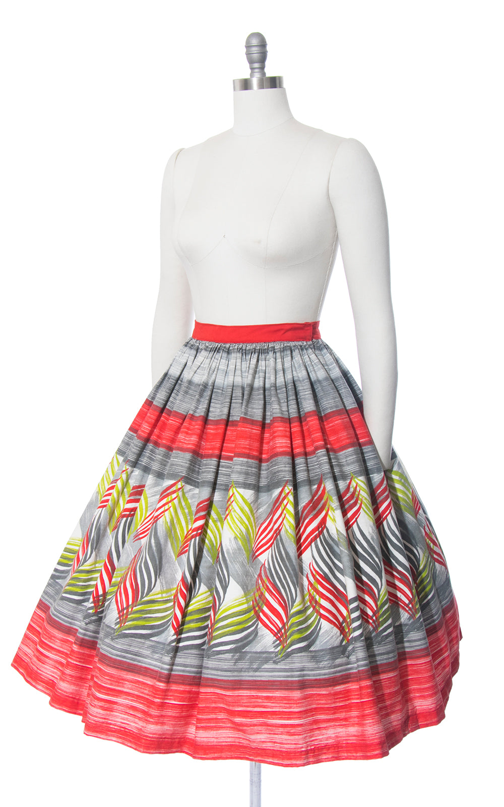 1950s Mexican Border Print Cotton Full Skirt | medium