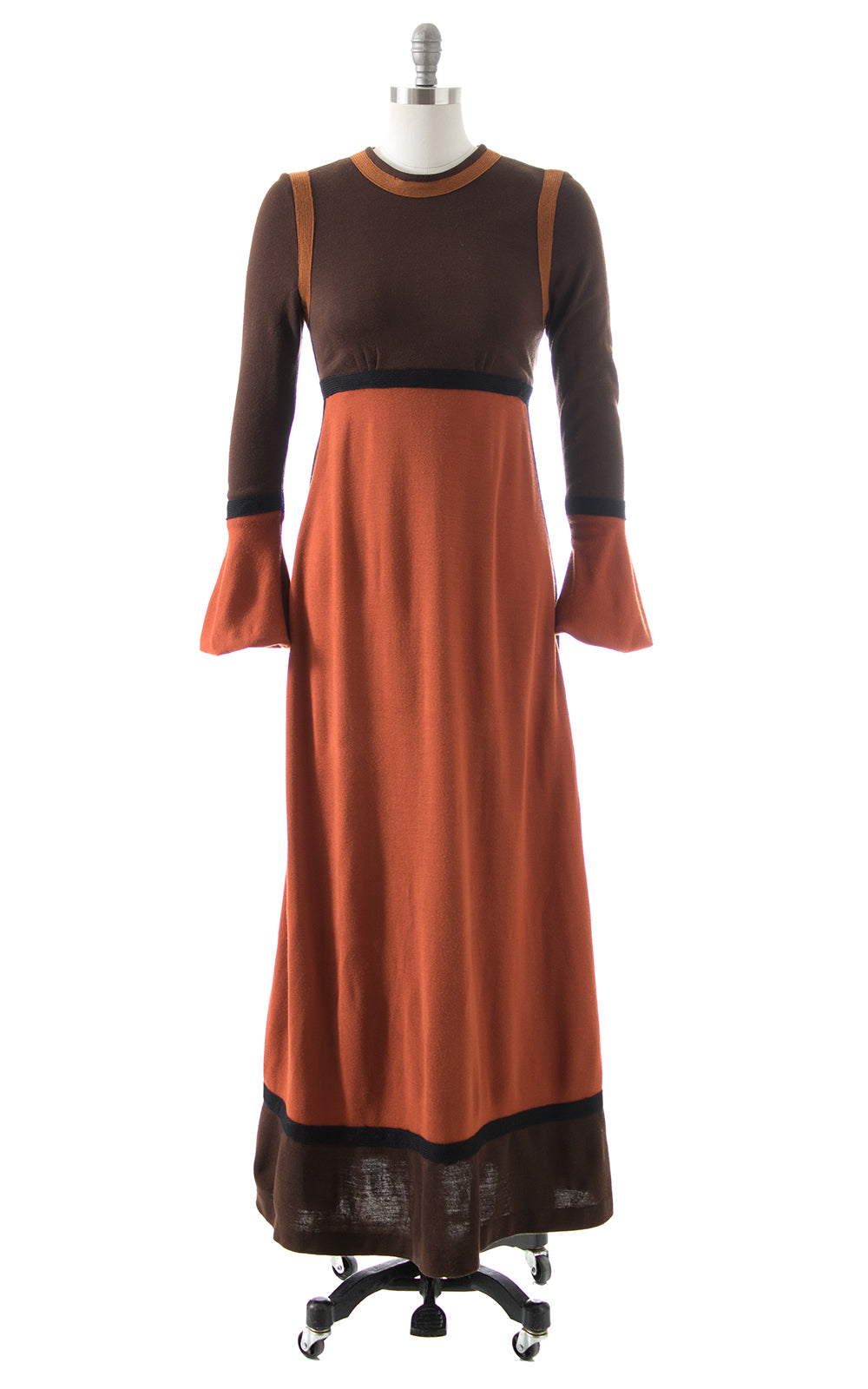 1970s Color Block Maxi Dress