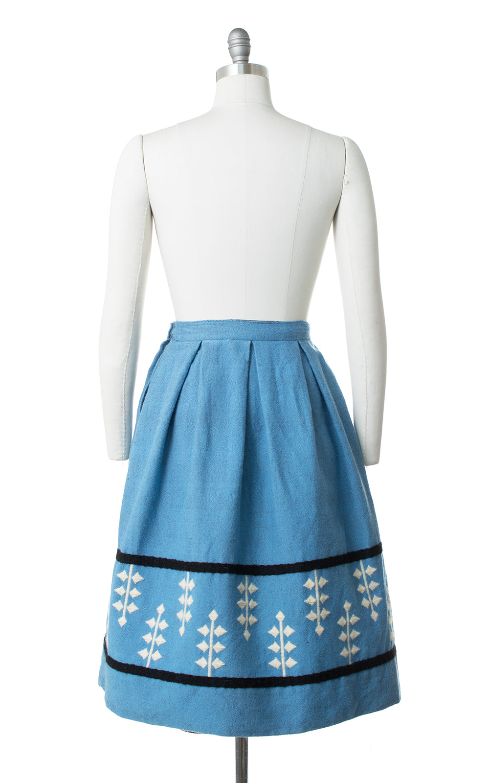 1950s Geometric Embroidered Wool Skirt