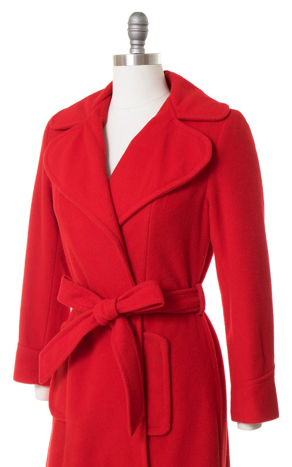 1970s Red Belted Wrap Coat