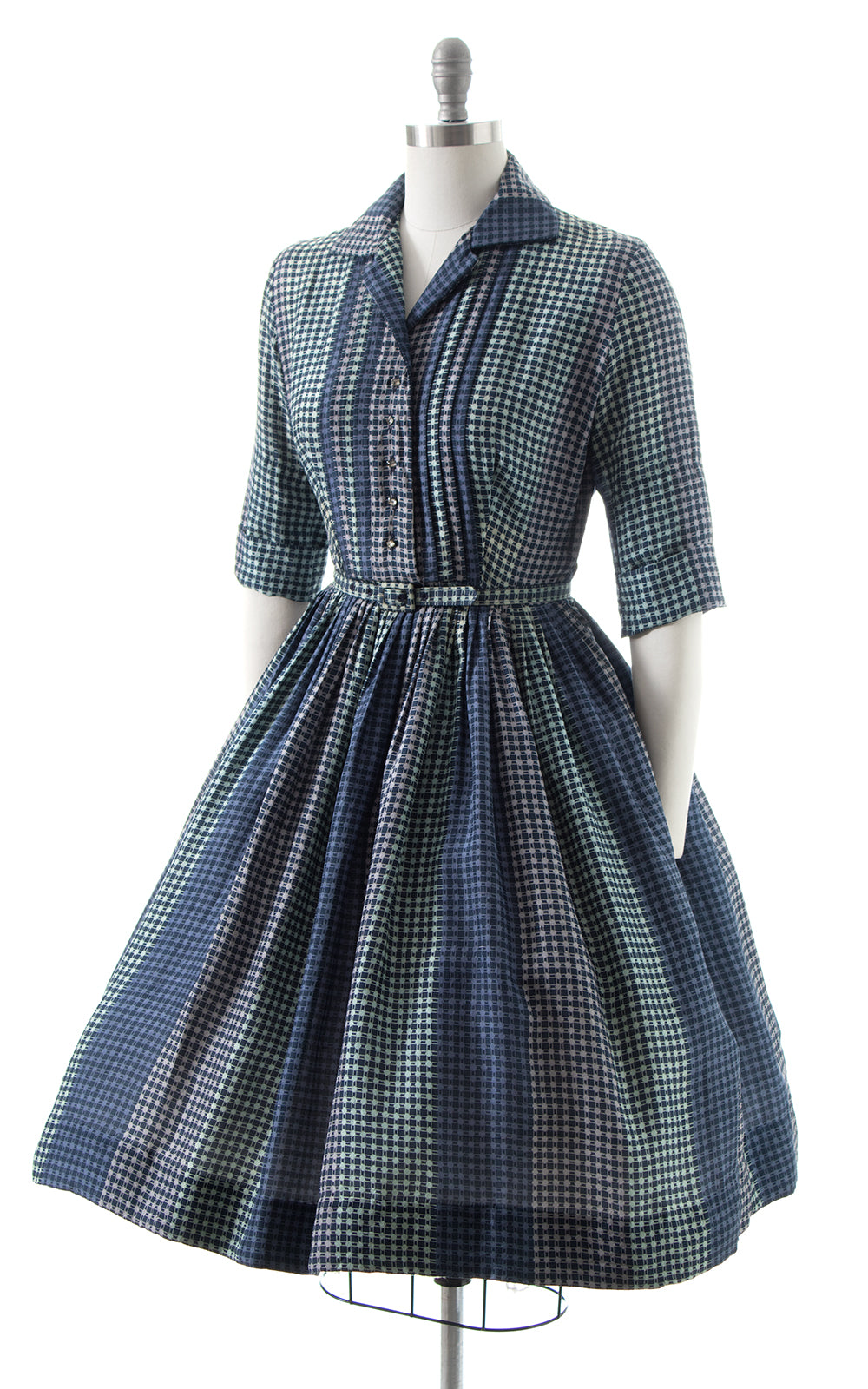 1950s Jonathan Logan Plaid Silk Shirt Dress