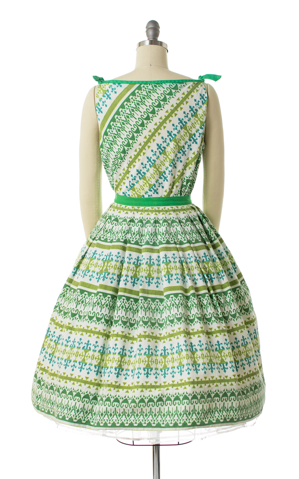 1960s Geometric Striped Side-Button Skirt & Top Set