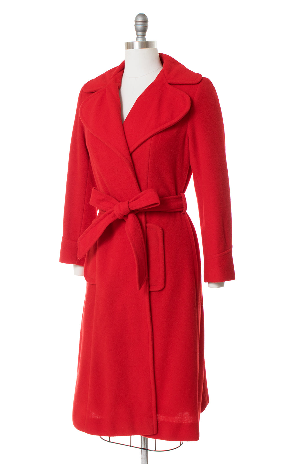 1970s Red Belted Wrap Coat