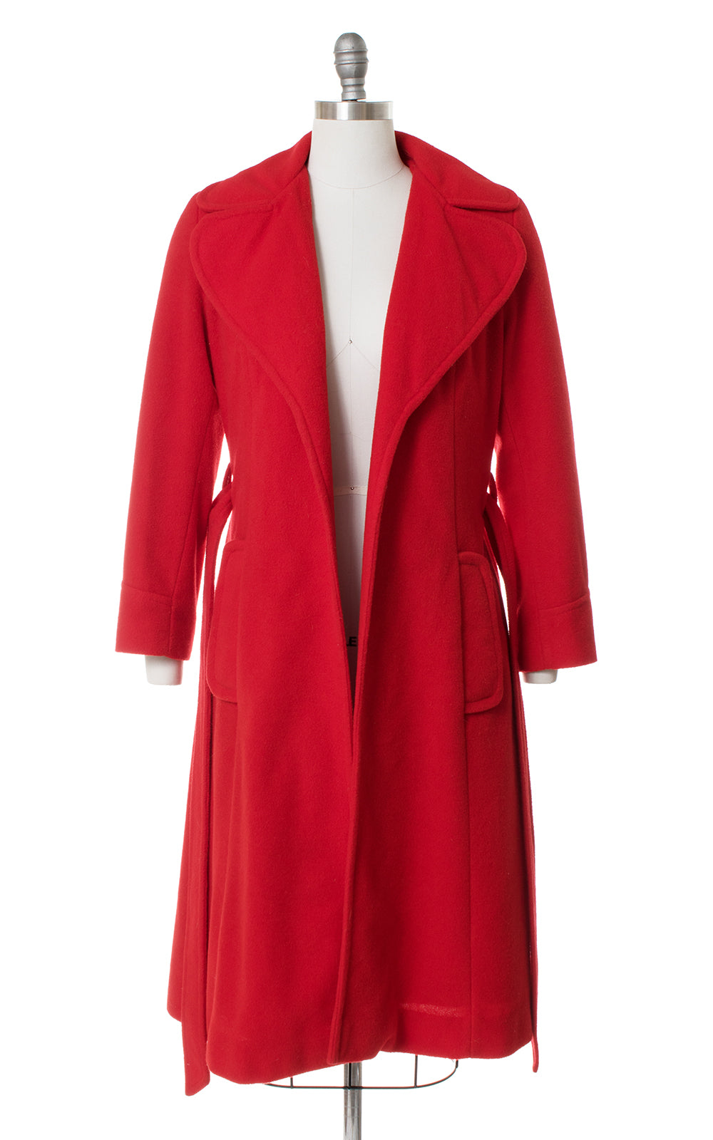 1970s Red Belted Wrap Coat