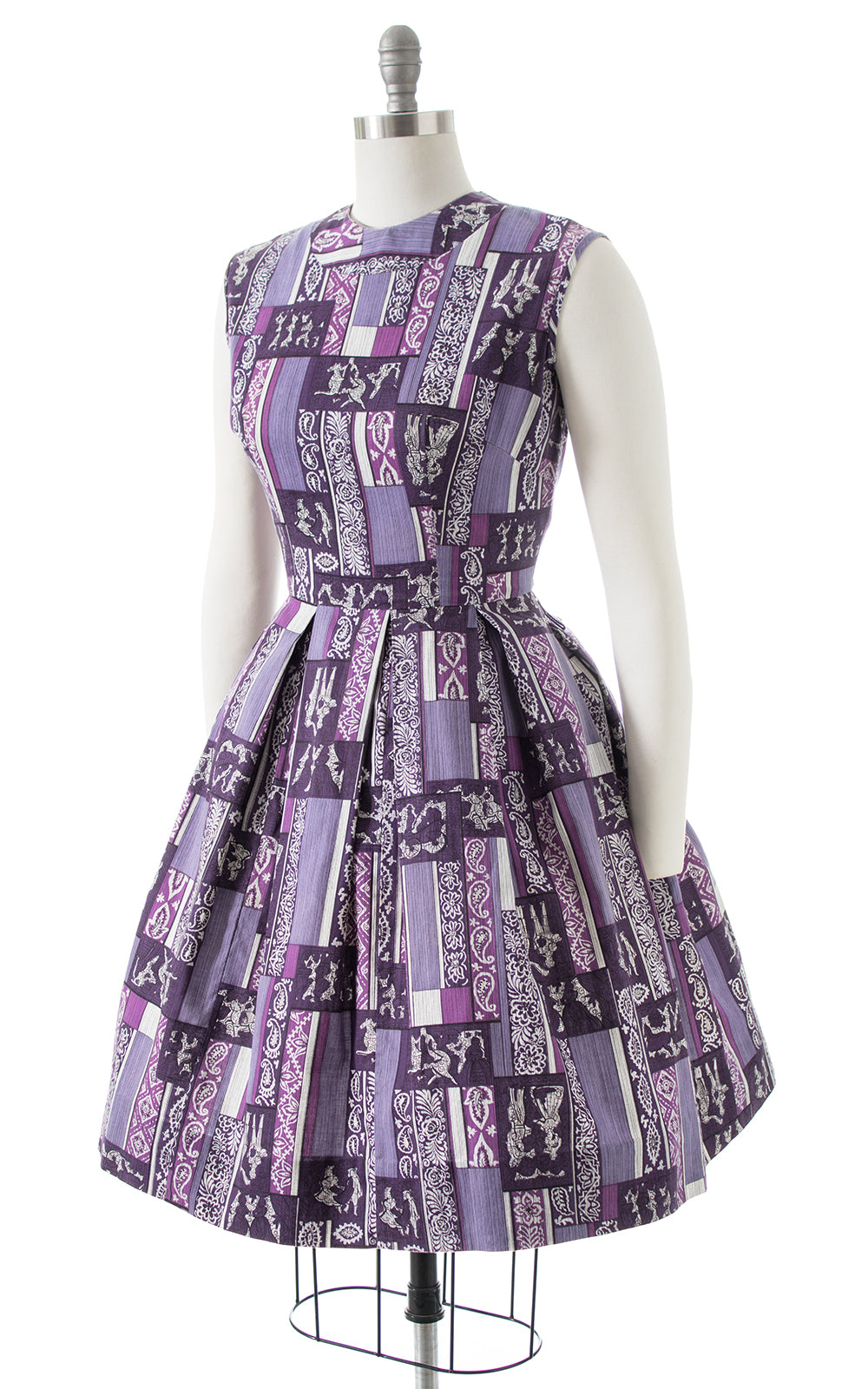 1950s Royalty Novelty Print Sundress