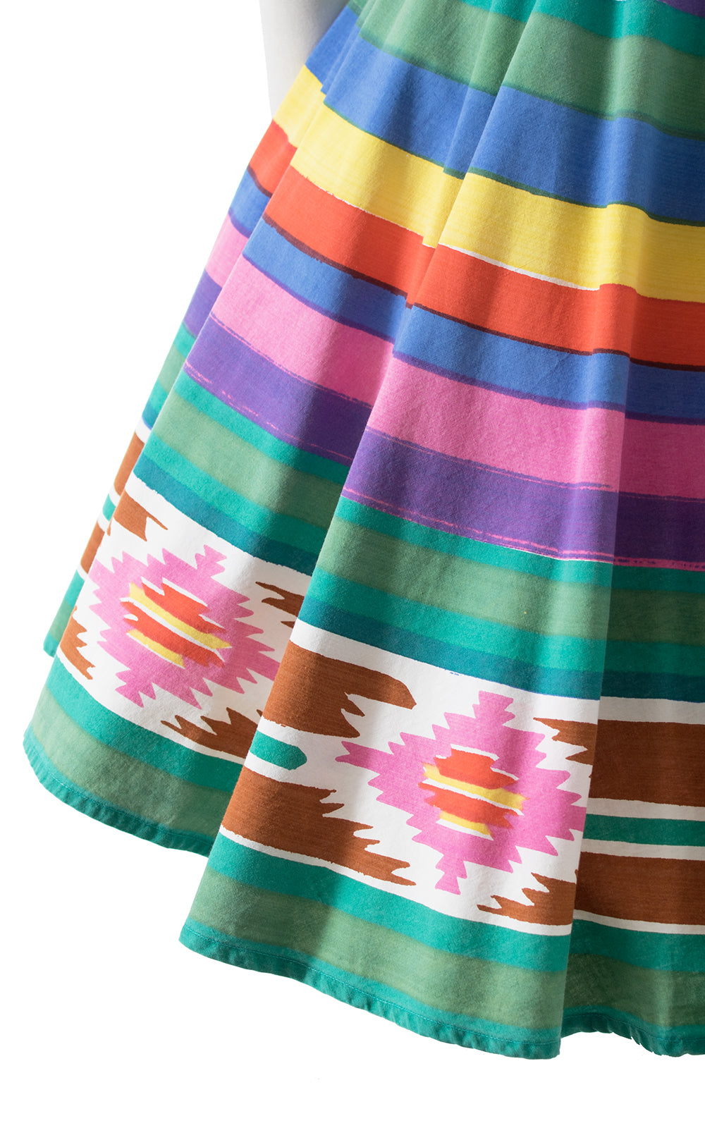 1950s Rainbow Striped Border Print Circle Skirt