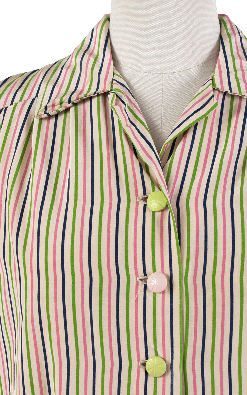 1940s Candy Striped Rayon Blouse