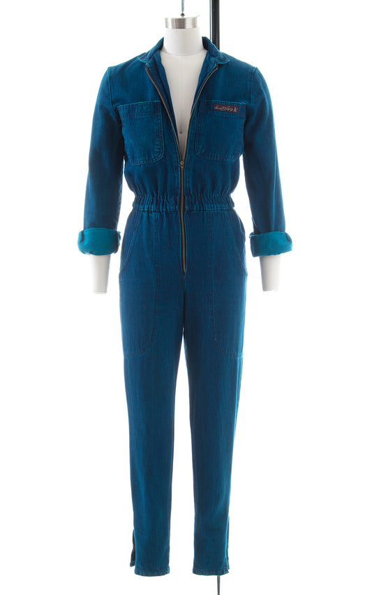 1980s Denim Zip Front Jumpsuit